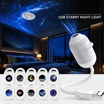 USB Star Sky Projector Lamp, Mini Galaxy Bedroom Night Light