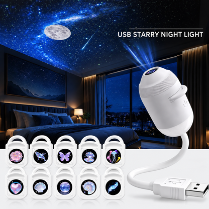 USB Star Sky Projector Lamp, Mini Galaxy Bedroom Night Light
