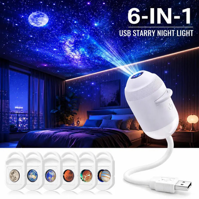 USB Star Sky Projector Lamp, Mini Galaxy Bedroom Night Light