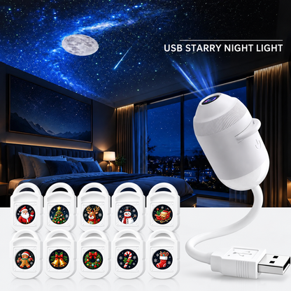 USB Star Sky Projector Lamp, Mini Galaxy Bedroom Night Light