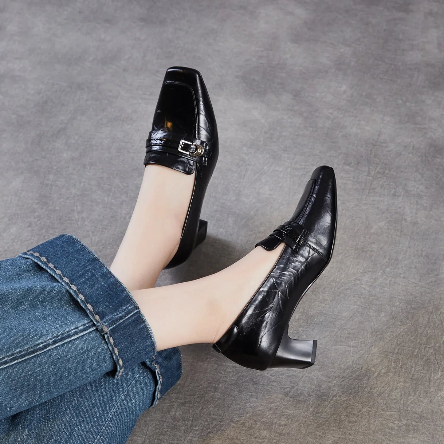 Genuine Leather Comfort Heels
