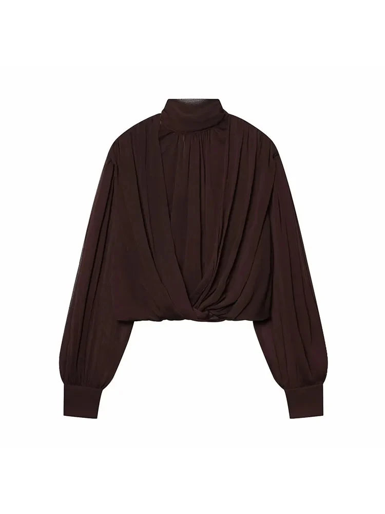 Elegant Chiffon High-Neck Blouse