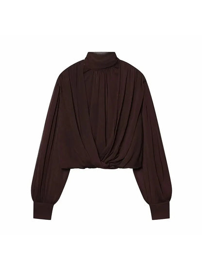 Elegant Chiffon High-Neck Blouse