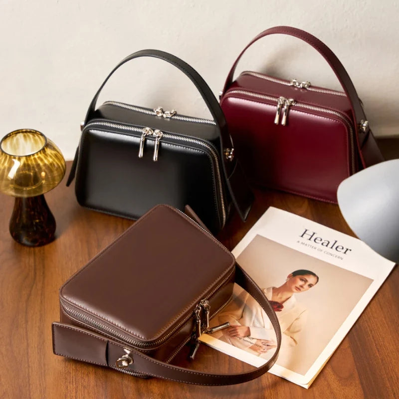 Retro Leather Box Satchel