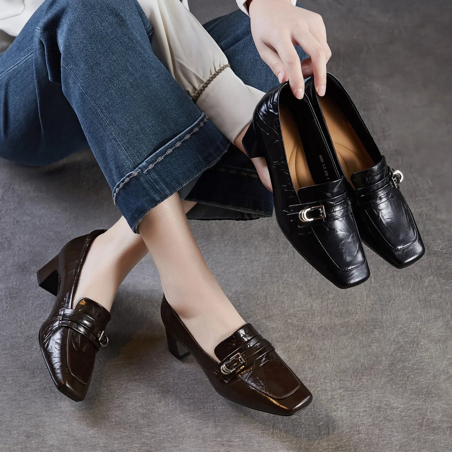 Genuine Leather Comfort Heels