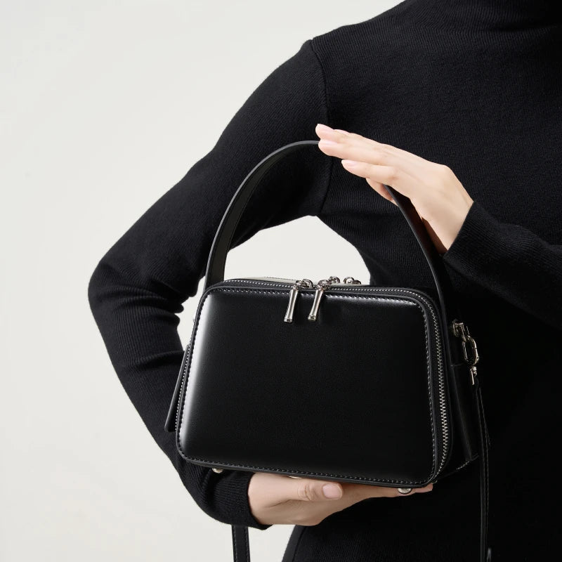 Retro Leather Box Satchel