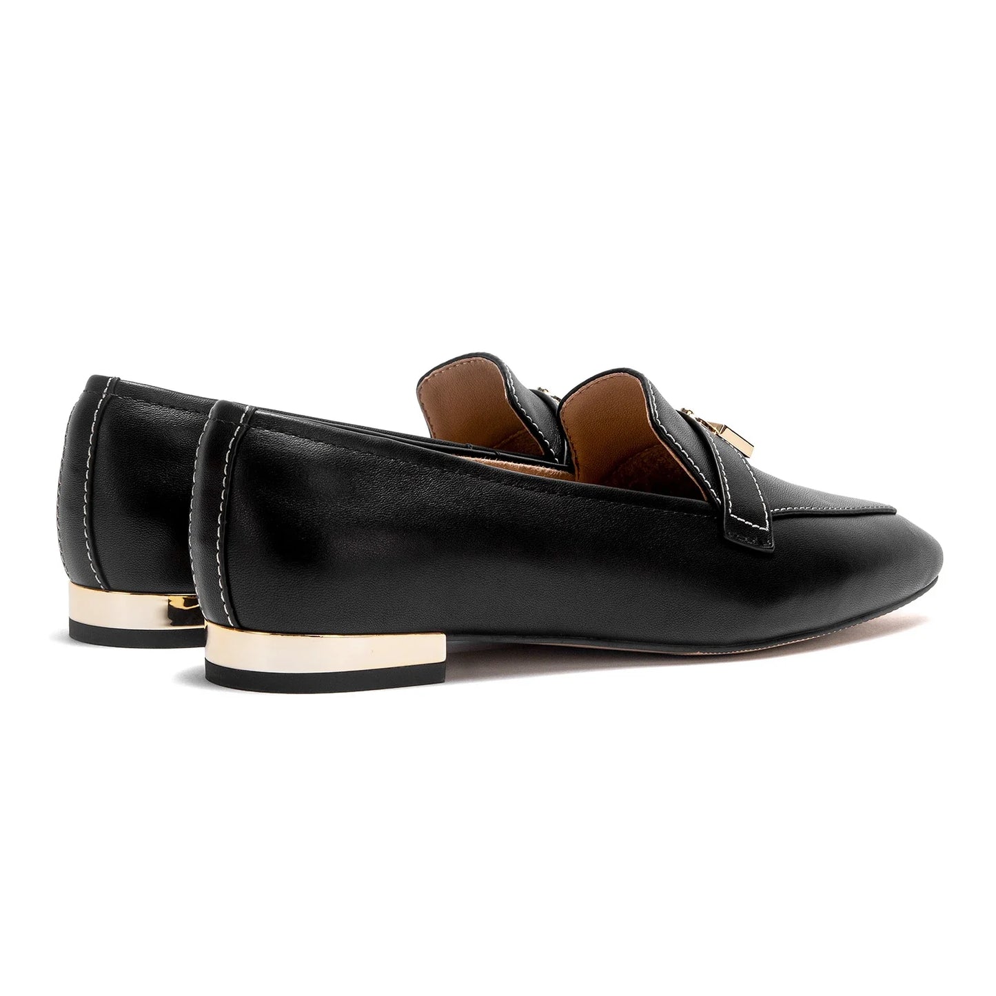 Gold Lock Leather Loafers