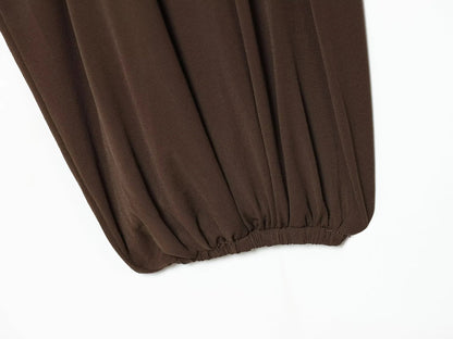 Pleated Hem Lantern Sleeve Blouse