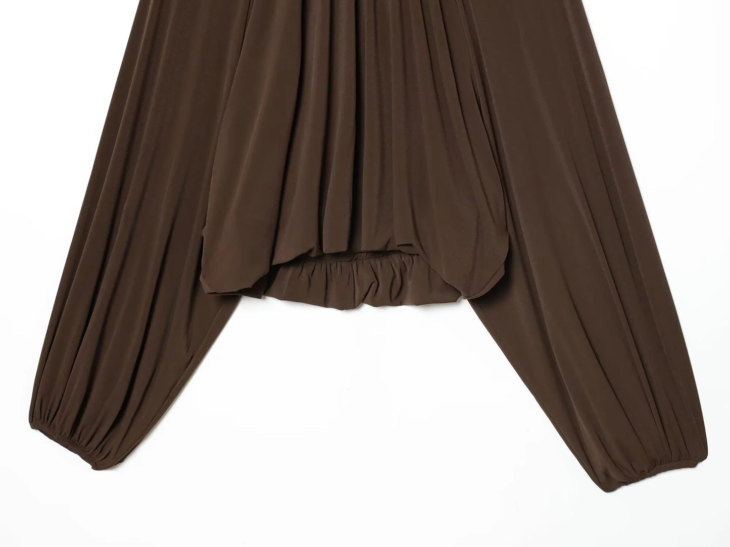 Pleated Hem Lantern Sleeve Blouse