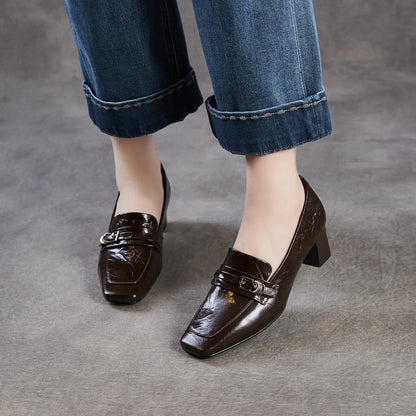 Genuine Leather Comfort Heels