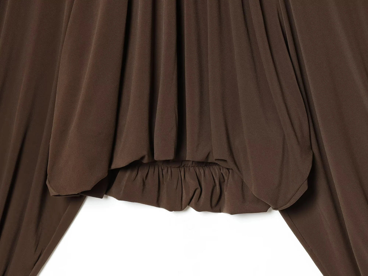 Pleated Hem Lantern Sleeve Blouse