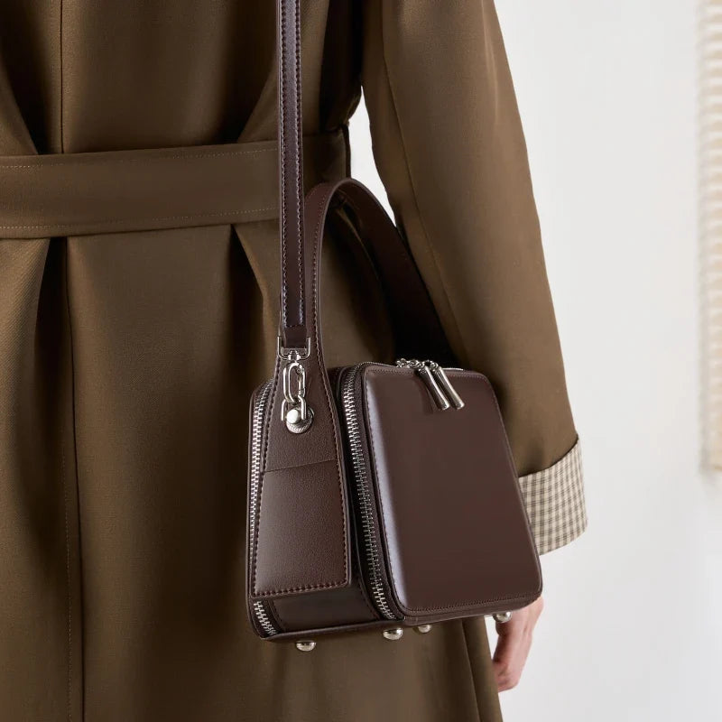 Retro Leather Box Satchel