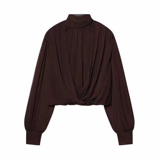 Elegant Chiffon High-Neck Blouse