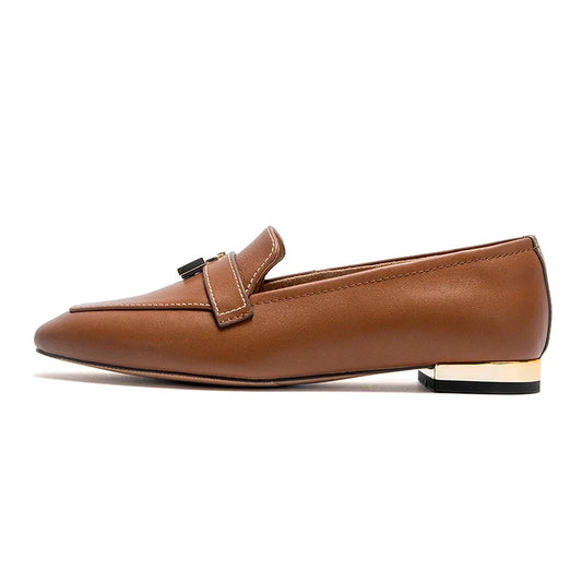 Gold Lock Leather Loafers